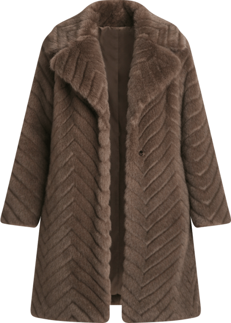 Women's Chevron Textured Faux-Fur Coat, Exclusively at Macy's