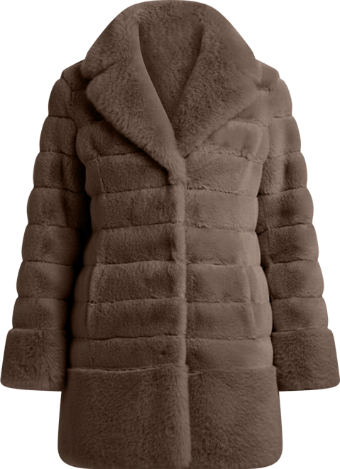 Women's Faux-Fur Notched-Collar Coat