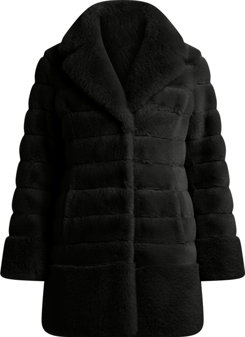 Women's Faux-Fur Notched-Collar Coat