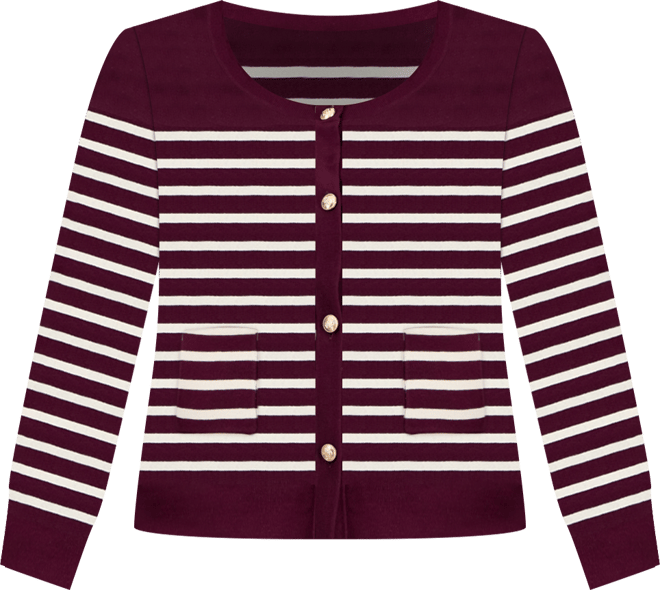 Plus Size Scoop-Neck Striped Cardigan