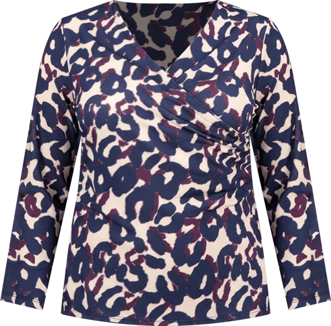 Plus Size Abstract-Print Long-Sleeve Top