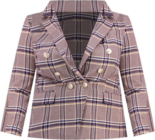 Plus Size Plaid Print Double-Breasted Jacket
