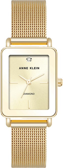 Women's Quartz Rectangular Gold-Tone Stainless Steel Mesh Watch, 21mm