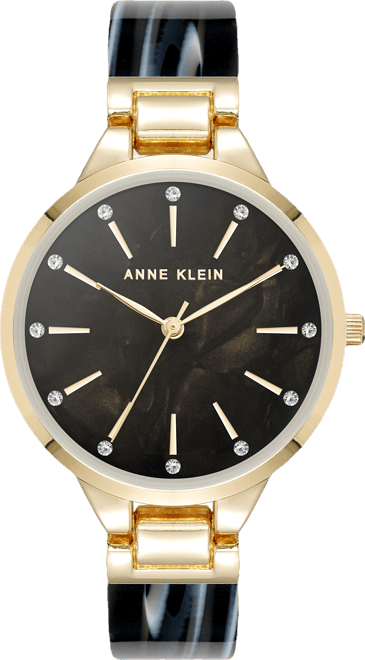 Women's Quartz Tan Acetate and Gold-Tone Metal Alloy Bangle Watch, 36mm