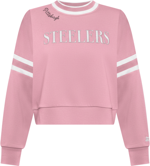 Women's Pink Pittsburgh Steelers Power Play Cropped Pullover Sweatshirt