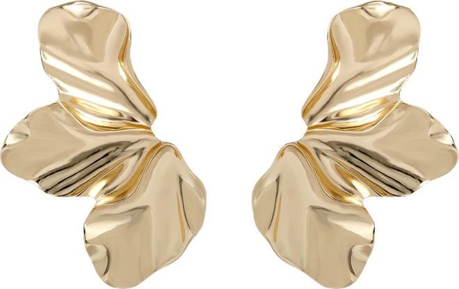 Gold-Tone Leaf Statement Earrings