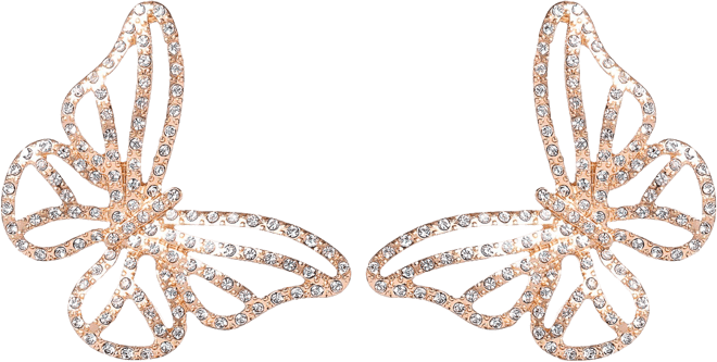 Textured Butterfly Stud Earrings in Gold-Tone