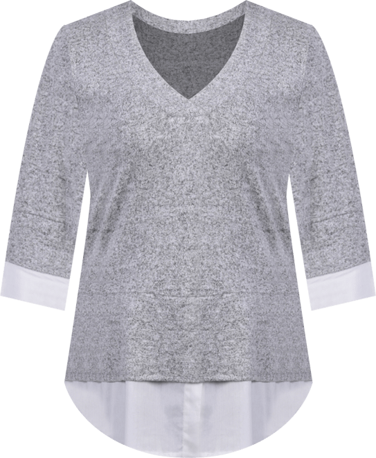 Petite Long Sleeve 2-In 1 Top
