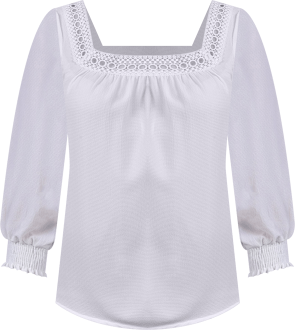 Petite 3/4 Sleeve Square Neck Top