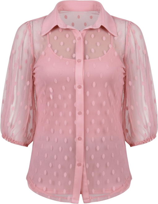 Petite Elbow Sleeve Clip Dot Top