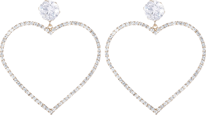 Glass Stone Heart Earrings