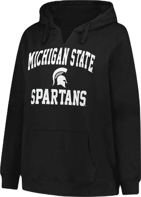 Women's Black Michigan State Spartans Plus Size Heart Soul Notch Neck Pullover Hoodie