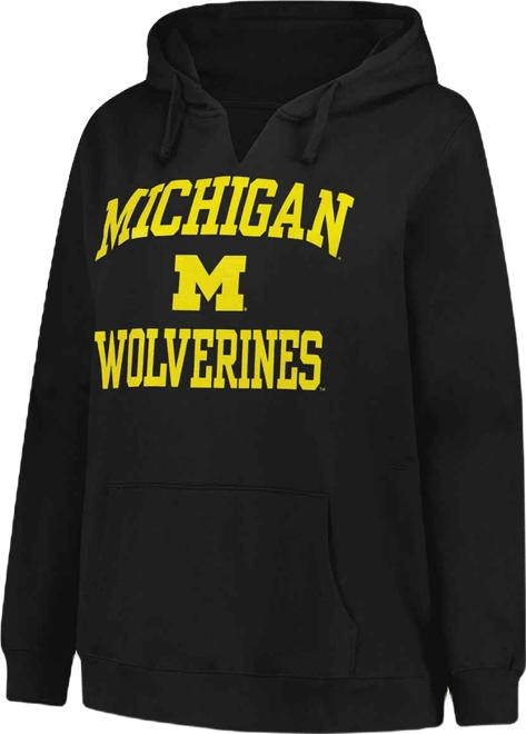 Women's Black Michigan Wolverines Plus Size Heart Soul Notch Neck Pullover Hoodie
