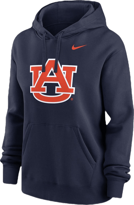 Women's Navy Auburn Tigers Wordmark Club Fleece Pullover Hoodie