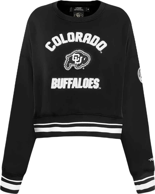 Women's Black Colorado Buffaloes Cultivated-Pearl Cropped Pullover Sweatshirt