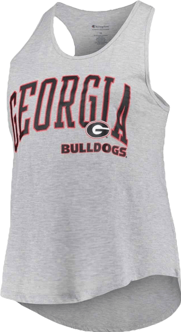 Women's Heather Gray Georgia Bulldogs Arch Logo Racerback Scoop Neck Tank Top