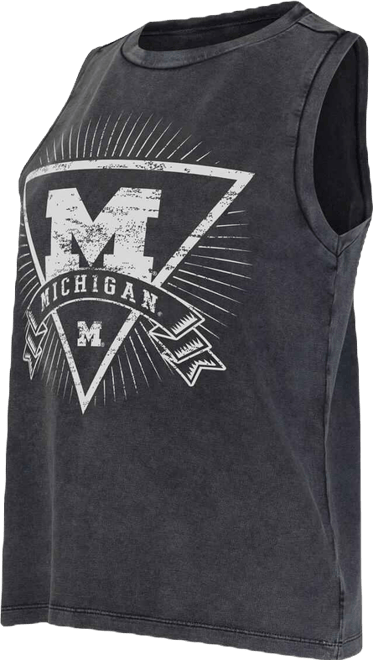 Women's&nbsp;Charcoal Michigan Wolverines Distressed Market French Terry Tank Top