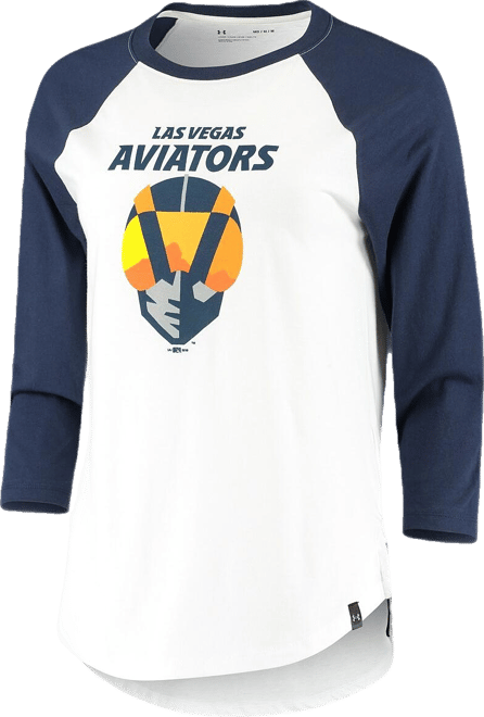 Women's Navy/White Las Vegas Aviators Three-Quarter Sleeve Baseball T-Shirt