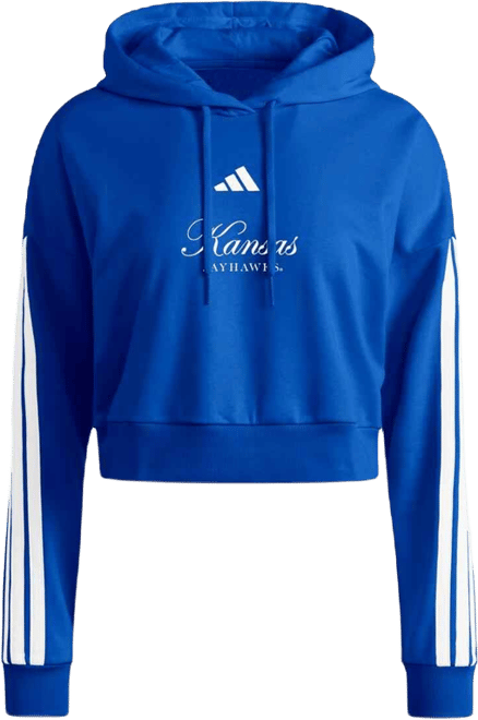 Women's Royal Kansas Jayhawks Campus Queen Cropped Pullover Hoodie