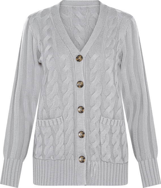Women's Button-Front Cable Cardigan Sweater
