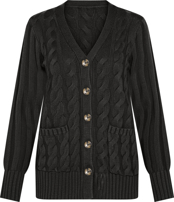 Women's Button-Front Cable Cardigan Sweater