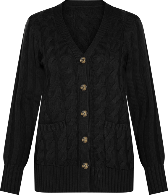 Women's Button-Front Cable Cardigan Sweater