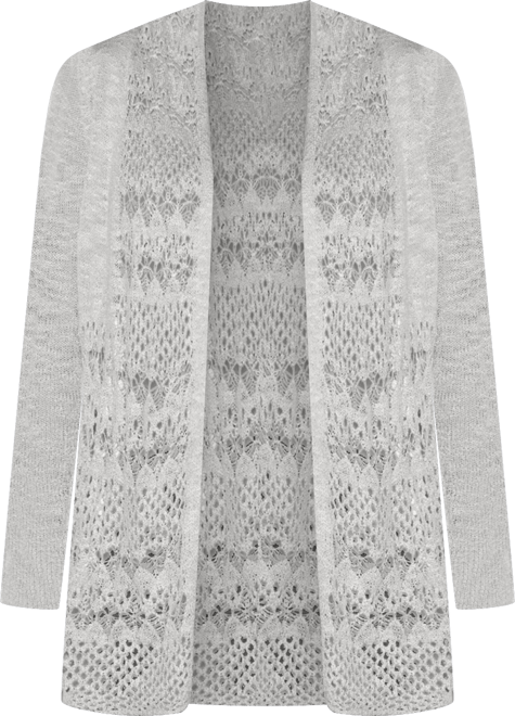 Women's Open-Front Pointelle-Trim Cardigan Sweater