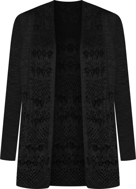 Women's Open-Front Pointelle-Trim Cardigan Sweater