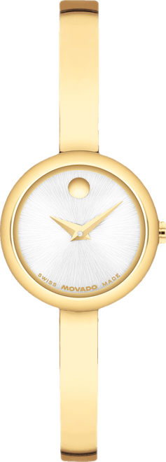 Women's Museum Bangle Round Swiss Quartz Light Yellow Steel Watch, 21.50mm