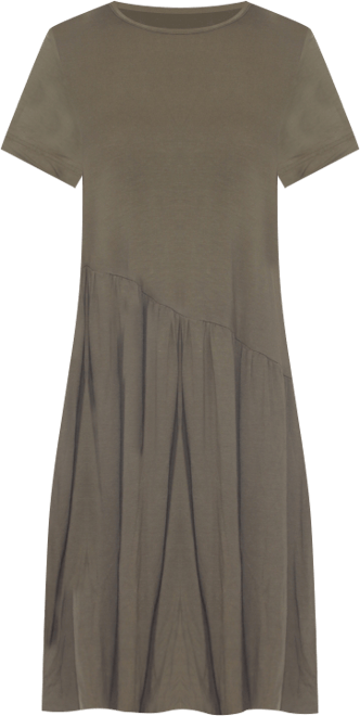 Women's Asymmetrical Waist and Short Sleeve Swing Dress