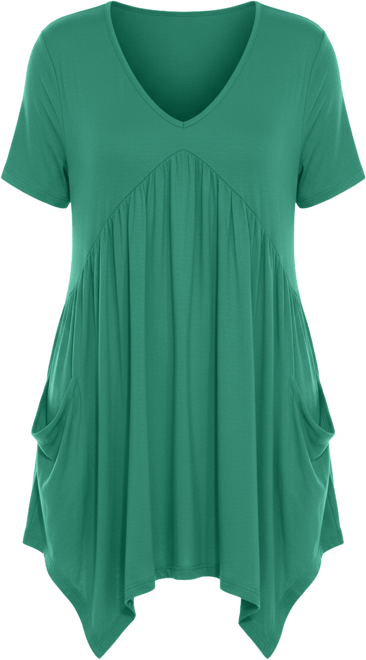 Women's Short Sleeve Shirred Front Knit Tunic Top