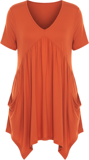 Women's Short Sleeve Shirred Front Knit Tunic Top
