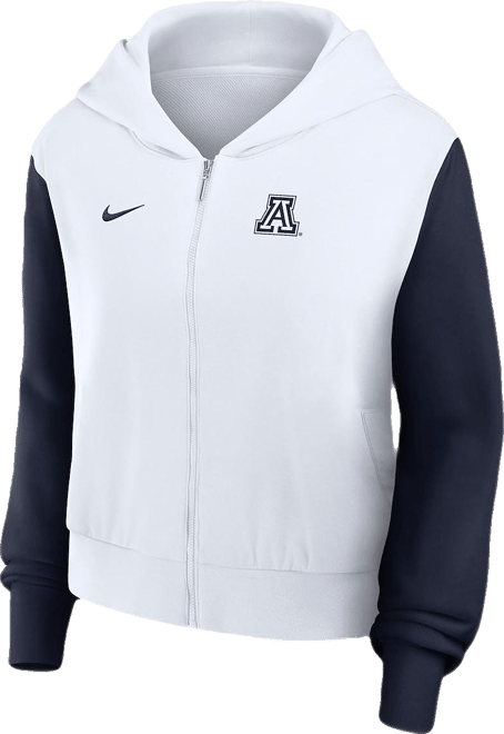 Women's White Arizona Wildcats Cropped Beyond Capability Color Block Script Full-Zip Hoodie