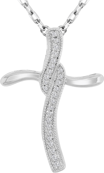 Cubic Zirconia Cross 18" Pendant Necklace in Sterling Silver
