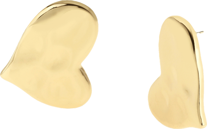 Gold Vintage Textured Heart Button Earrings