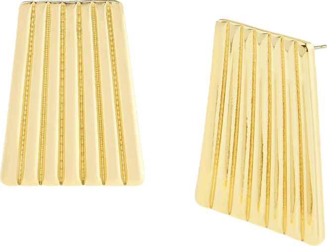 Gold Vintage Ribbed Tapered Button Earrings