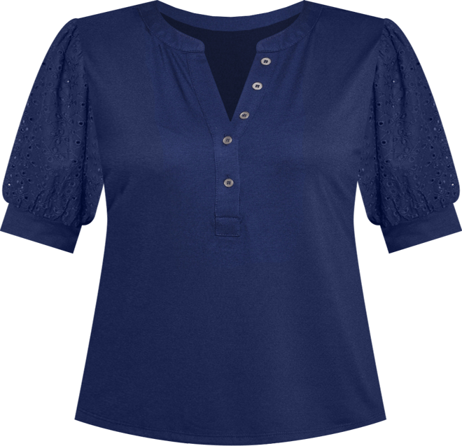 Plus Size Puff Elbow Sleeve Top