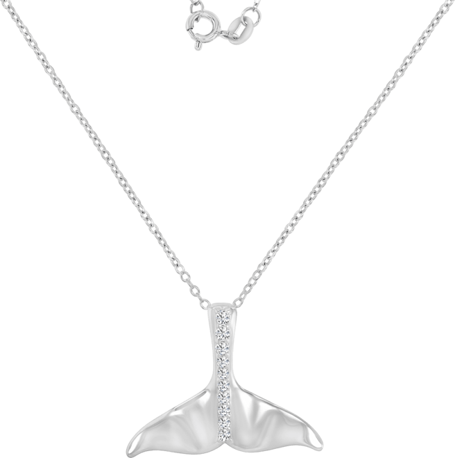 Whale Tail Pendant Necklace in Sterling Silver, 18"