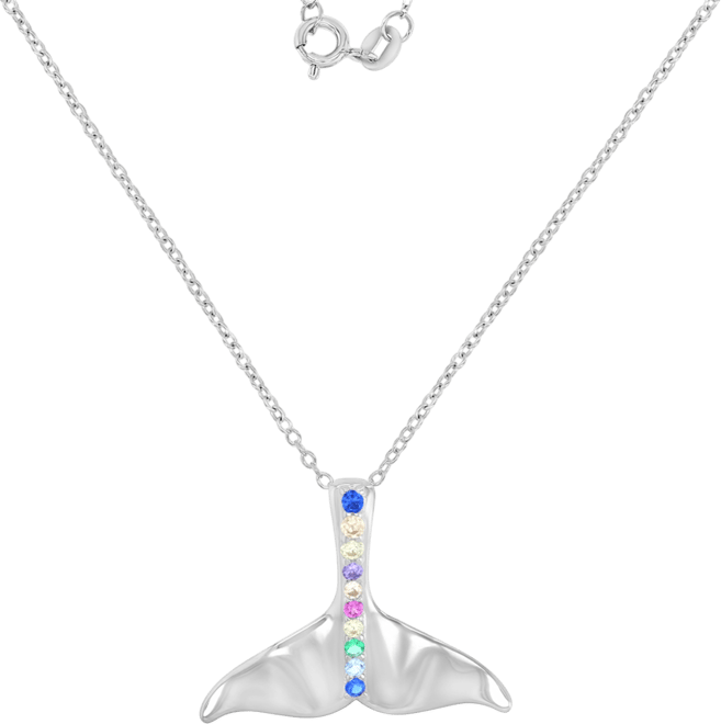 Whale Tail Pendant Necklace in Sterling Silver, 18"