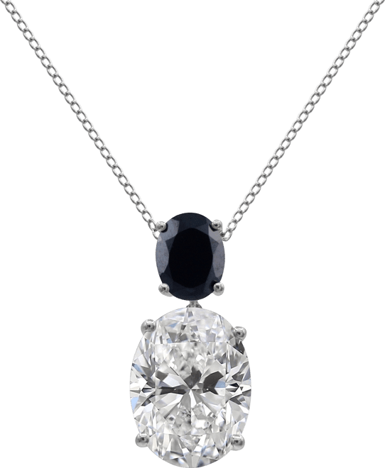 White Quartz 7-3/4 ct. t.w. Black Onyx 9 X 7 Mm Oval Statement Pendant in Sterling Silver