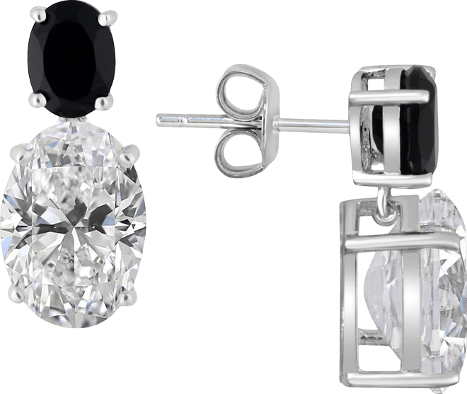 White Quartz 9-1/2 ct. t.w. and Black Onyx 8 x 6 mm Oval Drop Earrings in Sterling Silver