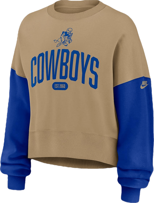 Women's Tan Dallas Cowboys Oversized Rewind Pullover Sweatshirt