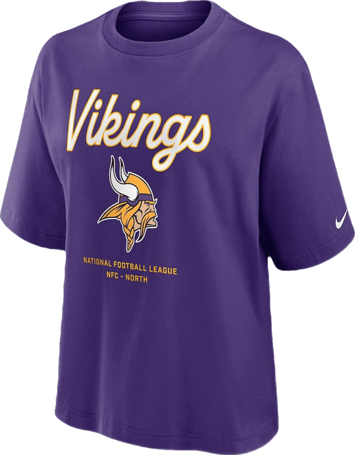 Women's purple Minnesota Vikings Essential Script Relaxed Boxy T-Shirt