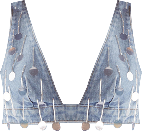 Women's Bead Embellished Denim Bralet