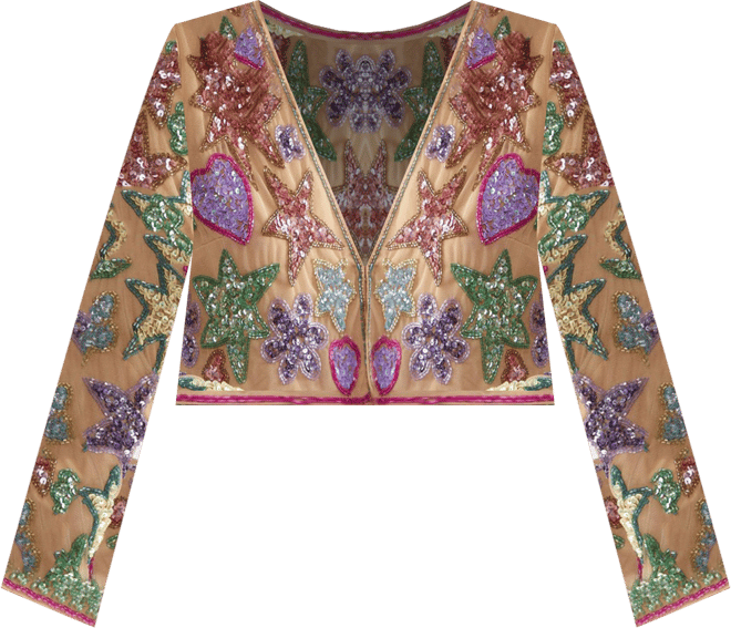 Women's Star And Heart Embellished Crop Jacket