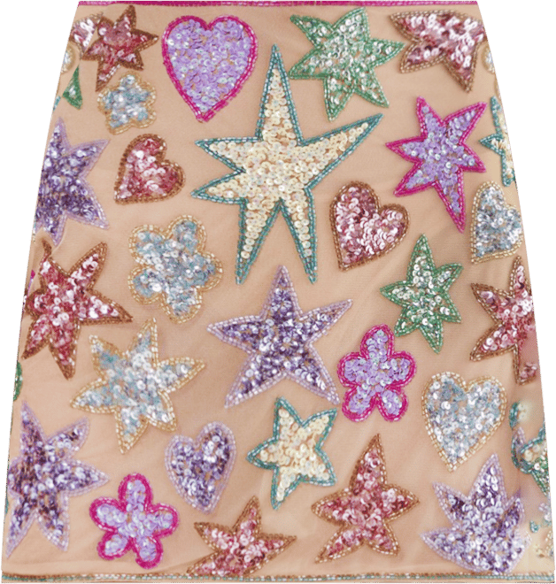 Women's Hand Embellished Sequin Mini Skirt