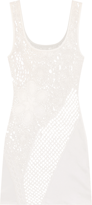 Women's Scoop Neck Crochet Mini Dress