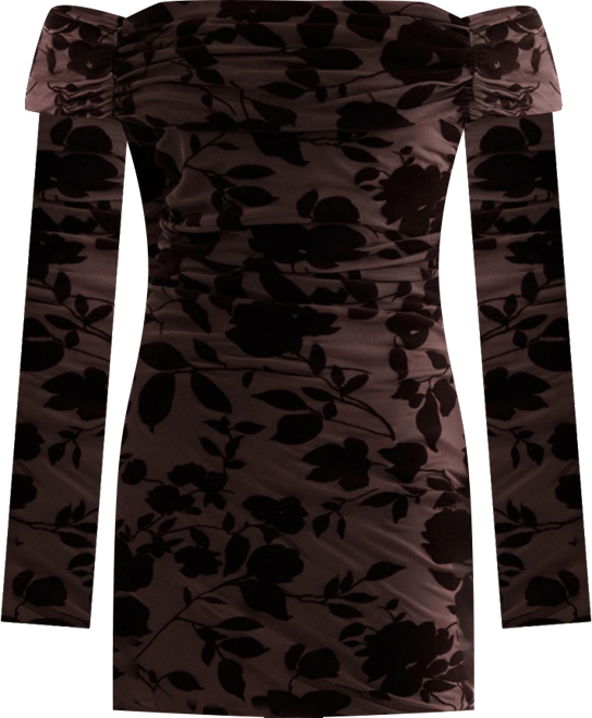 Women's Floral Devore Ruched Mini Dress