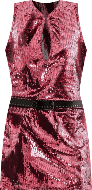 Women's Sequin Plunge Keyhole Blouson Mini Dress