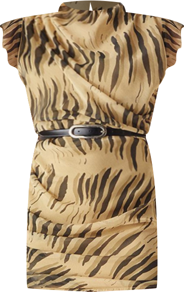 Women's Chiffon High Neck Ruched Mini Dress